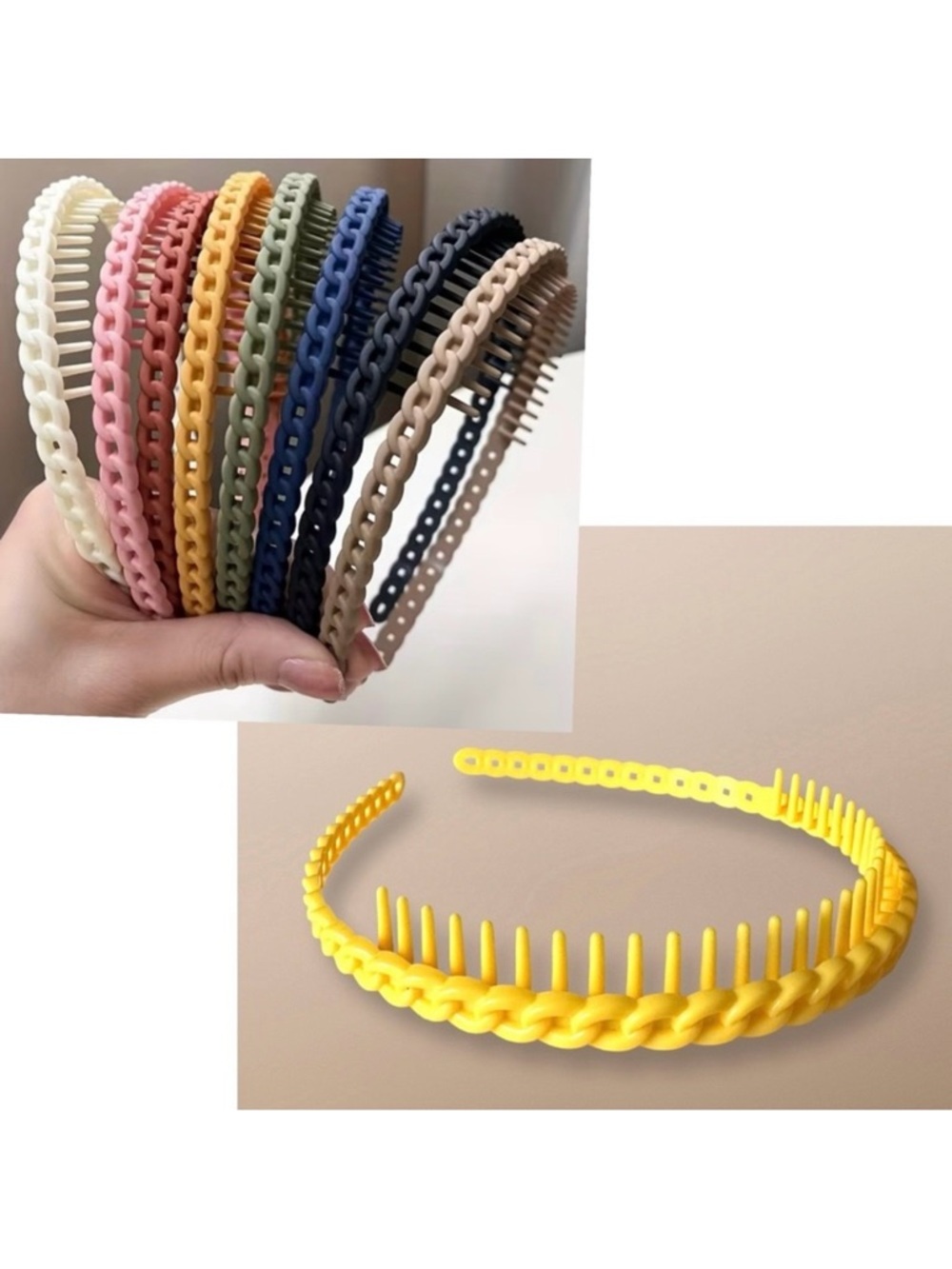 🔴 5 for $10 ONE Yellow Plastic Toothed Headband Braided Design